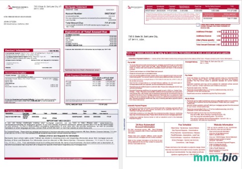 USA Mountain America Credit Union wyciąg z kredytu hipotecznego w formatach Word i PDF, 3 strony 1-2